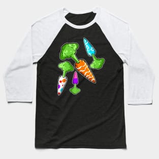 Carrots Colored Like Easter Eggs. Funny Easter Baseball T-Shirt